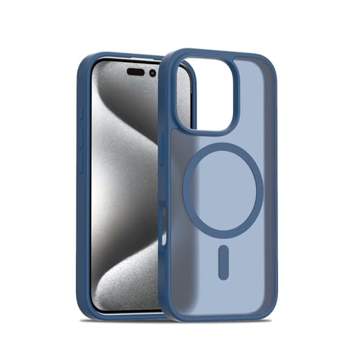 PinLiSheng Magnetische Schutzhülle für iPhone, militärischer Fallschutz, kompatibel mit, stoßfest, dünn, durchscheinend, matt, Schutzhülle (A-Blau, iPhone 13) von PinLiSheng