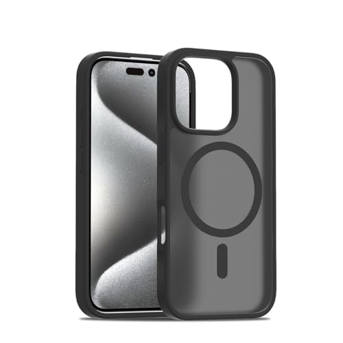 PinLiSheng Magnetische Schutzhülle für iPhone, militärischer Fallschutz, kompatibel mit: Stoßfeste, schlanke, durchscheinende, matte Schutzhülle (A-Schwarz, iPhone SE3/SE2/8/7) von PinLiSheng