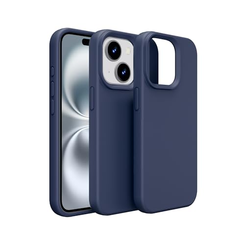 PinLiSheng Schutzhülle für iPhone, Flüssigsilikon mit weichem, kratzfestem Mikrofaserfutter, stoßfeste Schutzhülle für iPhone (Dunkelblau, iPhone 16e) von PinLiSheng