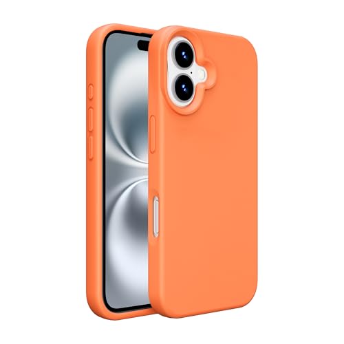 PinLiSheng Schutzhülle für iPhone, Flüssigsilikon mit weichem, kratzfestem Mikrofaserfutter, stoßfeste Schutzhülle für iPhone (Orange, iPhone 16 Pro) von PinLiSheng
