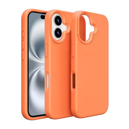 PinLiSheng Schutzhülle für iPhone, Flüssigsilikon mit weichem, kratzfestem Mikrofaserfutter, stoßfeste Schutzhülle für iPhone (Orange, iPhone 16 Pro Max) von PinLiSheng