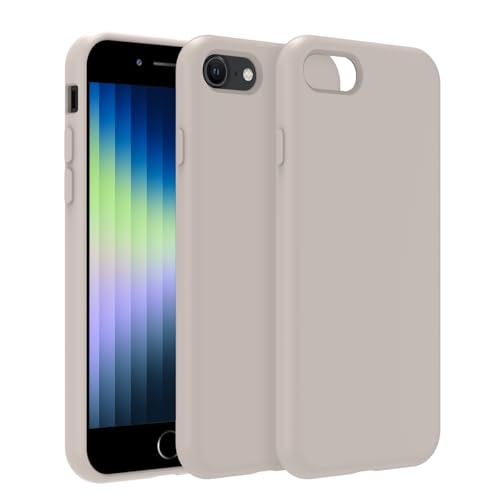 PinLiSheng Schutzhülle für iPhone, Flüssigsilikon mit weichem, kratzfestem Mikrofaserfutter, stoßfeste Schutzhülle für iPhone (Rockgrau, iPhone SE3/SE2/8/7) von PinLiSheng