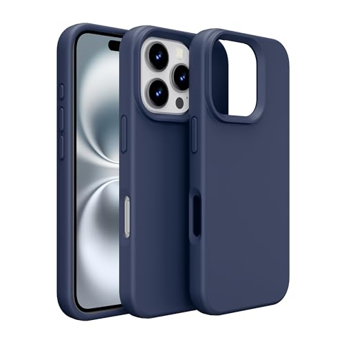 PinLiSheng Schutzhülle für iPhone, Flüssigsilikon mit weichem kratzfestem Mikrofaserfutter, stoßfeste Schutzhülle für iPhone (Dunkelblau, iPhone 16 Pro Max) von PinLiSheng