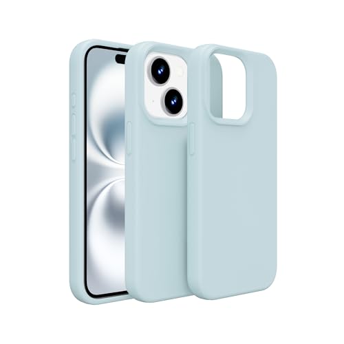 PinLiSheng Schutzhülle für iPhone, Flüssigsilikon mit weichem kratzfestem Mikrofaserfutter, stoßfeste Schutzhülle für iPhone (Hellblau, iPhone 13/14) von PinLiSheng