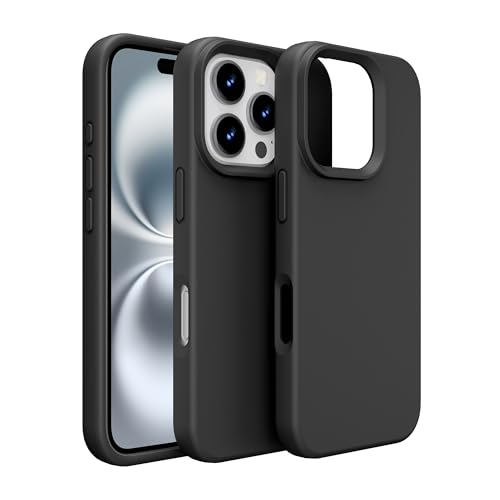 PinLiSheng Schutzhülle für iPhone, Flüssigsilikon mit weichem kratzfestem Mikrofaserfutter, stoßfeste Schutzhülle für iPhone (Schwarz, iPhone 16 Pro Max) von PinLiSheng