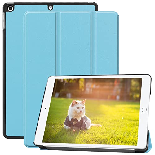 Schutzhülle für iPad 9/8/7 (Modell 2021/2020/2019, 9. / 8. / 7. Generation) 10,2 Zoll, schlank, dreifach faltbar, Standfunktion, automatische Wake/Sleep-Funktion, Himmelblau von PinLiSheng