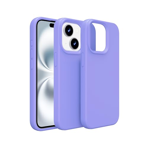 Schutzhülle für iPhone, Flüssigsilikon mit weichem kratzfestem Mikrofaserfutter, stoßfeste Schutzhülle für iPhone (Hellviolett, iPhone 13/14) von PinLiSheng