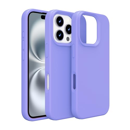 Schutzhülle für iPhone, Flüssigsilikon mit weichem kratzfestem Mikrofaserfutter, stoßfeste Schutzhülle für iPhone (Hellviolett, iPhone 16 Pro) von PinLiSheng