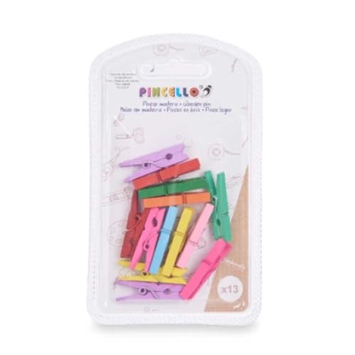 Pincello Kleine Holzklammern, Mehrfarbig, 24 Stück von Pincello
