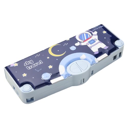 Stiftkoffer Bleistiftkoffer Großkapazität Multifunktionales Bleistiftkoffer mit Druckknopf -Schärfer Lineal Eraser Astronauten von Pineeseatile