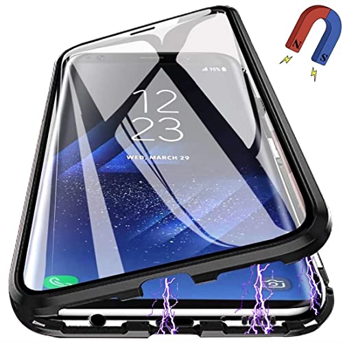 Magnetische Hülle für Samsung Galaxy Note 10 Lite, 360° Vollschutz Clear Cover Metall Bumper mit Vorder und Rückseite Klar 9H Gehärtetem Glas Schutzhülle für Samsung Galaxy Note 10 Lite, Schwarz von PingGoo