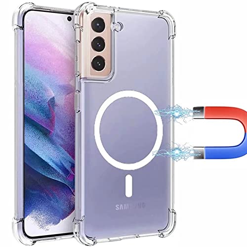 PingGoo Klare Magnetische Hülle für Samsung Galaxy A14, Kompatibel mit MagSafe, Weiche Silikon-TPU-Stoßfänger-Abdeckung, Passform Harte Rückseite Hülle Handyhülle für Samsung Galaxy A14 von PingGoo