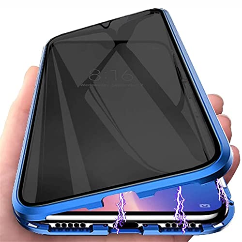 PingGoo Privacy Magnetische Hülle für Samsung Galaxy Note 9, Anti Peep Magnetic Schutzhülle Case Cover,9H Gehärtetes Glas,Privacy Display Protector Metallrahmen Anti Spy Case Cover, Blau von PingGoo