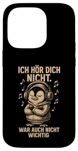 Pinguin Kopfhörer Musik Noten Frech Sarkastisch Spruch Hülle für iPhone 14 Pro von Pinguin Sprüche Sarkasmus Genervt Musikfans Lustig