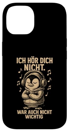 Pinguin Kopfhörer Musik Noten Frech Sarkastisch Spruch Hülle für iPhone 14 von Pinguin Sprüche Sarkasmus Genervt Musikfans Lustig