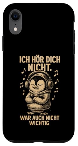 Pinguin Kopfhörer Musik Noten Frech Sarkastisch Spruch Hülle für iPhone XR von Pinguin Sprüche Sarkasmus Genervt Musikfans Lustig