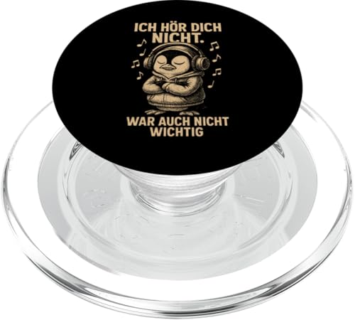 Pinguin Kopfhörer Musik Noten Frech Sarkastisch Spruch PopSockets PopGrip für MagSafe von Pinguin Sprüche Sarkasmus Genervt Musikfans Lustig