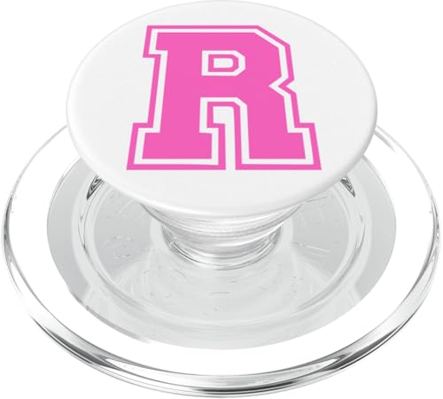 R Monogram Initial in Pink für Vorname Nachname R PopSockets PopGrip für MagSafe von Rosa Alphabet Buchstabe für Frauen und Mädchen