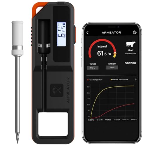 Fleischthermometer Kabellos Digital, Sofort Lesen LCD-Display Bluetooth Grillthermometer, IP67 Wasserdicht Bratenthermometer Kabellos, Meat Thermometer für Backofen Grill Smoker Airfryer BBQ Fleischthermometer Kabellos Digital, Sofort Lesen LCD-Display Bluetooth Grillthermometer, IP67 Wasserdicht Bratenthermometer Kabellos, Meat Thermometer für Backofen Grill Smoker Airfryer BBQ von PinkLure