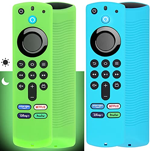 2pcs Pinowu Fernbedienungsabdeckung Kompatibel mit Fire TV Stick / 4K Alexa Sprachfernbedienung (3rd Gen) mit Lanyard (Grünes Leuchten,Türkises) (NOT for 4K 2nd 2024) von Pinowu