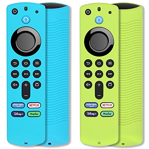 2pcs Pinowu Firestick Fernbedienungs Schutzhülle, kompatibel mit Fire TV Stick 4K Alexa Sprach-Fernbedienung (3. Gen) mit Handgelenkschlaufe (Grün,Türkis) (NOT for 4K 2nd 2024) von Pinowu