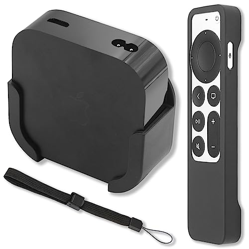 Pinowu TV Halterung Kompatibel mit 2022 Apple TV 4K, Wandhalterung Halterung Halter mit Schwarz Silikon Fernbedienung Schutzhülle Pinowu TV Halterung Kompatibel mit 2022 Apple TV 4K, Wandhalterung Halterung Halter mit Schwarz Silikon Fernbedienung Schutzhülle von Pinowu