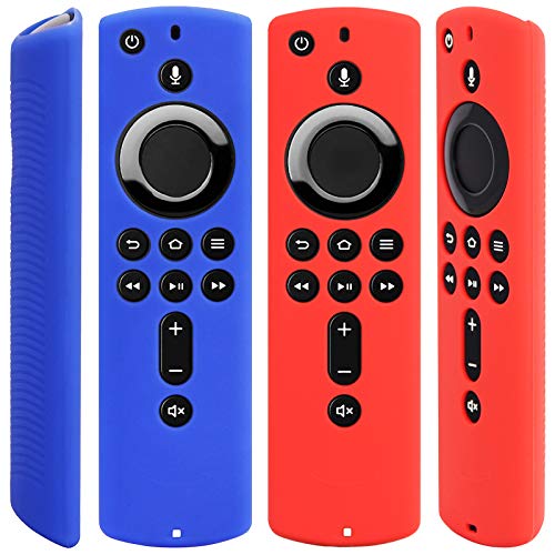 Silikon-Schutzhülle für Fire TV Stick 4K/Fire TV (3. Gen), kompatibel mit Alexa Voice Fernbedienung (Rot und Blau), 2 Stück von Pinowu