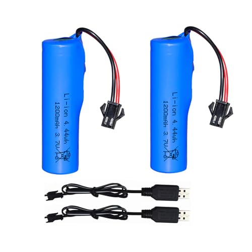 Pinsinholy 2er-Pack 3,7 V 1200mAh Li-Ionen-Akku mit SM-2P-Stecker, Ladekabel für ferngesteuerte Autos, LKW-Batterien, kompatibel mit iBlivers MK724A MK734A MK737A MA739A RC Auto Monster Truck Pinsinholy 2er-Pack 3,7 V 1200mAh Li-Ionen-Akku mit SM-2P-Stecker, Ladekabel für ferngesteuerte Autos, LKW-Batterien, kompatibel mit iBlivers MK724A MK734A MK737A MA739A RC Auto Monster Truck von Pinsinholy