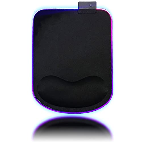RGB-LED-Mauspad, ergonomische Handgelenkauflage, 27.9 x 21.6 cm, Gaming-Handgelenk-Pad mit langsamem Rückprall, Memory-Schaum, rutschfestes Handgelenkpolster, Laptop, Arbeit und Lernen (schwarz) von Pinsliee