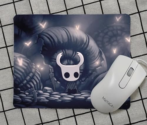 Hollow Knight Metroidvania Videospiel Rutschfestes Mauspad Gaming Computer Mauspad Gaming Desktop Laptop Mauspad mit genähtem Rand 7,1 x 8,7 Zoll von Pinstant