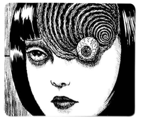 Junji Ito Uzumaki Azami Kurotani Tomie Anti-Rutsch Mauspad Gaming Computer Mauspad Gaming Desktop Laptop Mauspad mit genähtem Rand 7,1 x 8,7 Zoll von Pinstant