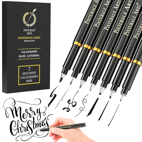 Pinturale Arts® Set 7 Handlettering Stifte | Professionelle Kalligraphie Stifte | Kaligraphiestift, Lettering Stifte für Kalligrafie, Zeichnen, Manga, Illustration | Kaligraphiestifte Set Anfänger von Pinturale Arts