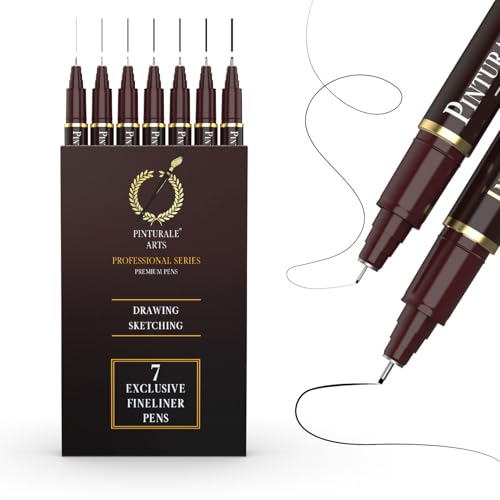Pinturale Arts Set mit 7 professionellen Markern zum Zeichnen, kalibrierte Marker, professionelle schwarze Tinte, lange Lebensdauer, ideal für Lettering, Kalligraphie, Zeichnen, Manga, Illustrationen Pinturale Arts Set mit 7 professionellen Markern zum Zeichnen, kalibrierte Marker, professionelle schwarze Tinte, lange Lebensdauer, ideal für Lettering, Kalligraphie, Zeichnen, Manga, Illustrationen von Pinturale Arts