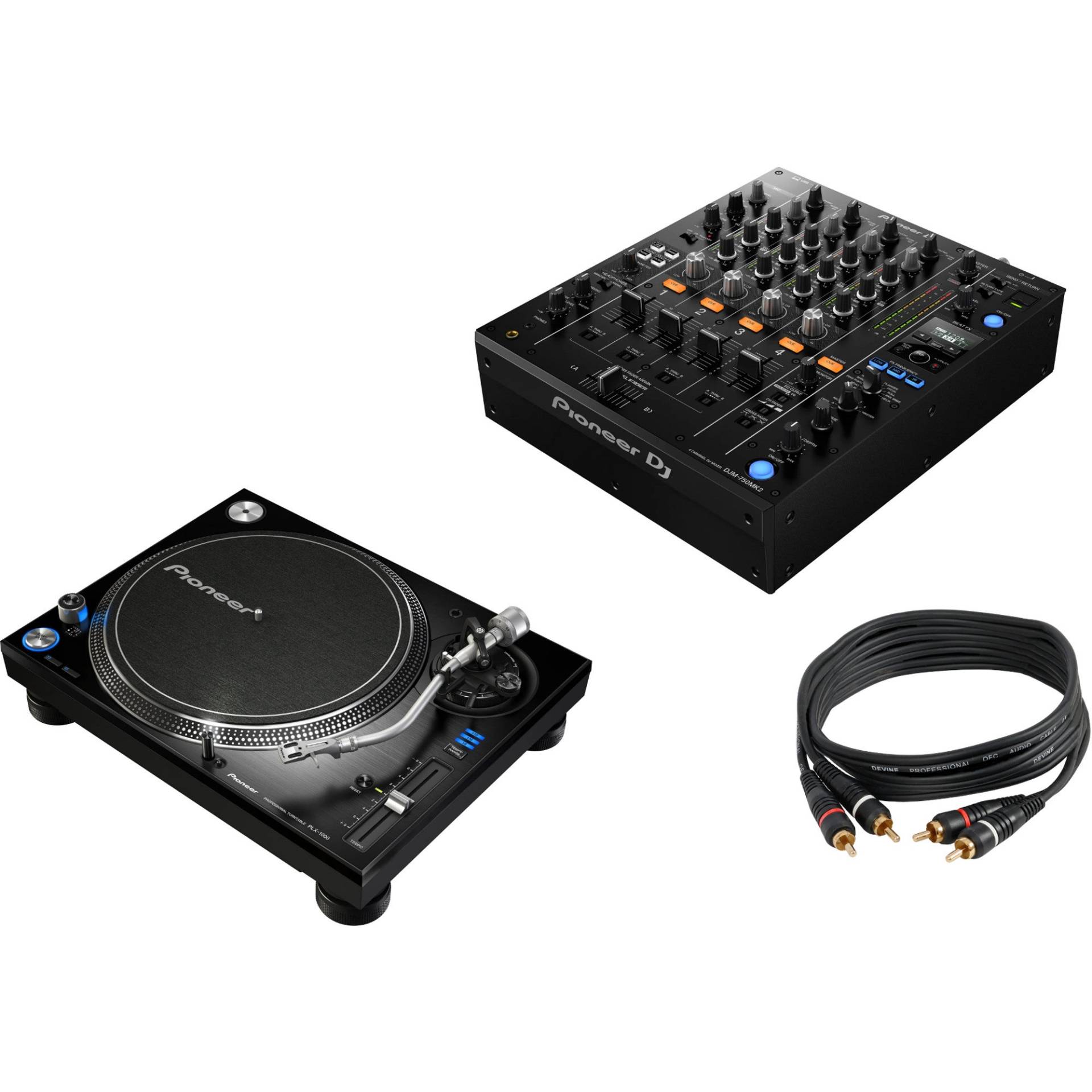 Pioneer DJ DJM-750MK2 + 2 x Pioneer PLX-1000 Turntable + 2 x RCA Pioneer DJ DJM-750MK2 + 2 x Pioneer PLX-1000 Turntable + 2 x RCA von Pioneer DJ