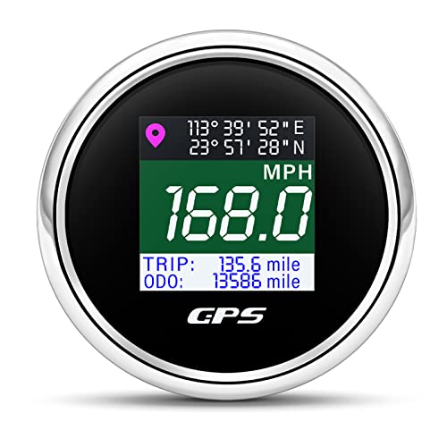 52MM GPS Geschwindigkeitsmesser Messgerät Digital Wasserdichte Boot Km/h mph Knoten Einstellbare GPS Antenne 9-32V fit Auto LKW Motorrad Marine von Piousunt
