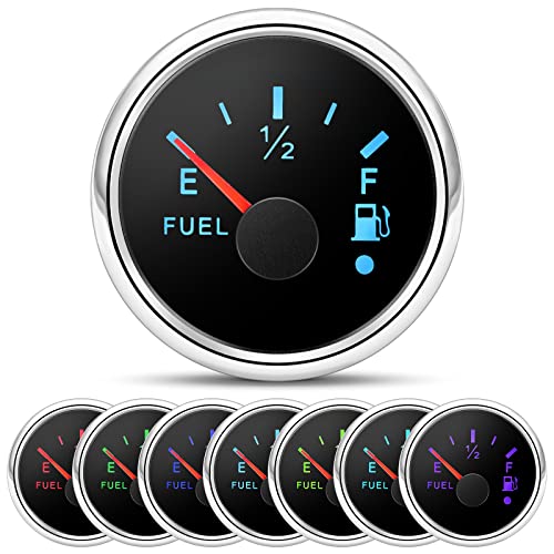 Kraftstoffanzeige, Kraftstoffstandsanzeige 52 mm 0-190ohms mit 7-Farben Hintergrundbeleuchtung Universal für Auto Boot von Piousunt
