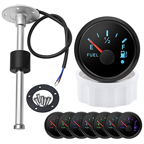 Tankanzeige für Segelboot, 52 mm, mit Hintergrundbeleuchtung in 7 Farben, 12 V, 24 V, mit 175 mm Wasser-/Kraftstoffstand-Sendeeinheit, Sendersensor Tankanzeige für Segelboot, 52 mm, mit Hintergrundbeleuchtung in 7 Farben, 12 V, 24 V, mit 175 mm Wasser-/Kraftstoffstand-Sendeeinheit, Sendersensor von Piousunt