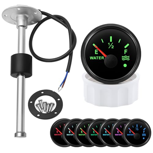 Wasserstandsanzeige für Segelboot, 52 mm, mit Hintergrundbeleuchtung in 7 Farben, 12 V, 24 V, mit 200 mm Wasser-/Kraftstoffstand-Sendeinheit Sendersensor Wasserstandsanzeige für Segelboot, 52 mm, mit Hintergrundbeleuchtung in 7 Farben, 12 V, 24 V, mit 200 mm Wasser-/Kraftstoffstand-Sendeinheit Sendersensor von Piousunt