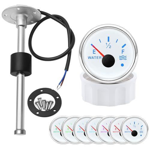 Wasserstandsanzeige für Segelboot, 52 mm, mit Hintergrundbeleuchtung in 7 Farben, 12 V, 24 V, mit 275 mm Wasser-/Kraftstoffstand-Sendeinheit, Sendersensor Wasserstandsanzeige für Segelboot, 52 mm, mit Hintergrundbeleuchtung in 7 Farben, 12 V, 24 V, mit 275 mm Wasser-/Kraftstoffstand-Sendeinheit, Sendersensor von Piousunt
