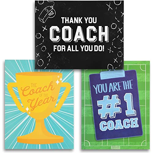 3 XXL-Dankeskarten mit Umschlägen für Fußballtrainer*innen, Tennistrainer*innen, Sporttrainer*in, 3 Motive, 28 x 22 cm von Pipilo Press