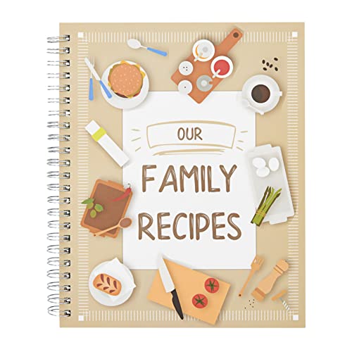 Pipilo Press Rezeptbuch Our Family Recipes (1 Stück) - Rezeptbuch für Familienrezepte - Vordruck auf Englisch -Ideal für Hobby-Köche, als Geschenk - ca. 16,5 x 20,8 cm von Pipilo Press