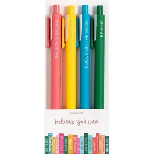 Pippi Post Believe You Can Farbstifte für Notizen, motivierende Gelstifte für Journaling, Set mit 4 einziehbaren Stiften im Klick-Stil, für Schüler oder Lehrer, inspirierendes Geschenk Pippi Post Believe You Can Farbstifte für Notizen, motivierende Gelstifte für Journaling, Set mit 4 einziehbaren Stiften im Klick-Stil, für Schüler oder Lehrer, inspirierendes Geschenk von Pippi Post