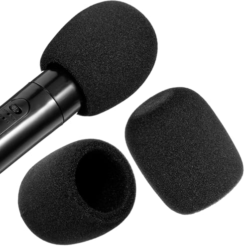Piriuuo 2 Stück Mikrofon Windschutz, Schwarz Schwamm Mikrofonabdeckung Universelle Verdickte Waschbare Windschutz für Handmikrofon Staubdicht und Antibakteriell Mic Foam Cover für KTV, Familienfeier von Piriuuo