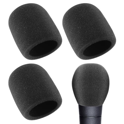 Piriuuo 3 Stück Popschutz Mikrofon, Elastischer Mikrofon Schaumstoff Schwarz Verdickter Mikrofon Windschutz Waschbarer Windschutz für Handmikrofone Universal Schaumstoff für O- und U-förmige Mikrofone von Piriuuo