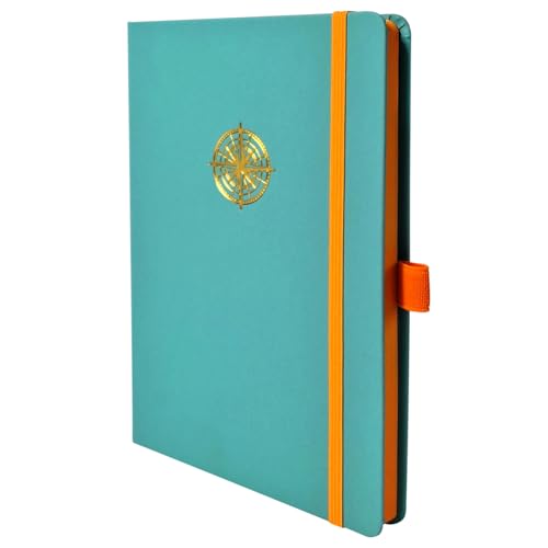 Pirongs Notizbuch A5, zweifarbig, liniert, stilvolles Design mit 154 linierten Notizseiten, Türkis und Orange von Pirongs