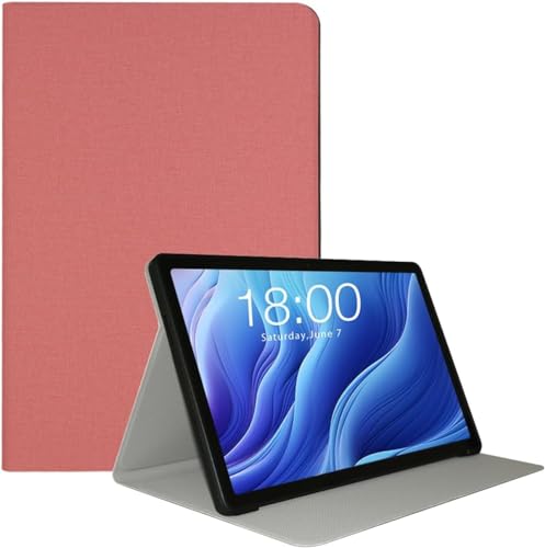 Hülle für Teclast T60 Gaming Tablet 12 Zoll, ultradünne Folio-Schutzhülle aus PU-Leder mit automatischem Sleep-Wake-Modus, weiche TPU-Rückseite mit klappbarem Ständer (Rosa) von Pisheng