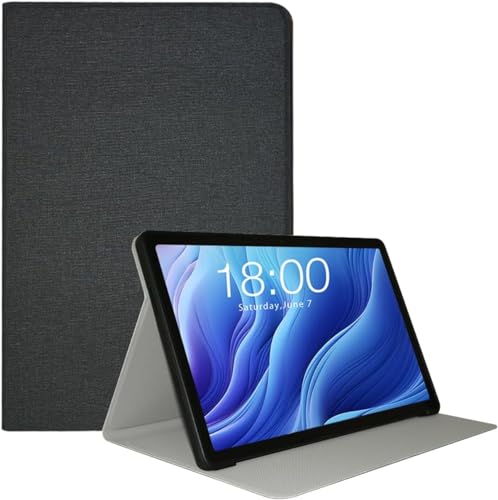 Hülle für Teclast T60 Gaming Tablet 12 Zoll, ultradünne Folio-Schutzhülle aus PU-Leder mit automatischem Sleep-Wake-Modus, weiche TPU-Rückseite mit klappbarem Ständer (Schwarz) von Pisheng