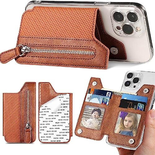 Pisheng Multifunktionaler Selbstklebender Handy-Geldbörsen-Kartenhalter, universeller Selbstklebender Handy-Geldbörsen-Kartenhalter, Kartenhalter für die Rückseite des Telefons (Braun) von Pisheng