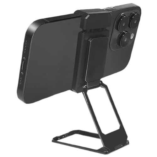 Neue, verbesserte 360-Grad-Klapphalterung mit hinterem Clip, vollständig Verstellbarer, Faltbarer Desktop-Telefonhalter, Cradle Dock, Faltbarer Telefonhalter mit rückseitigem Clip (Schwarz) von Pisheng