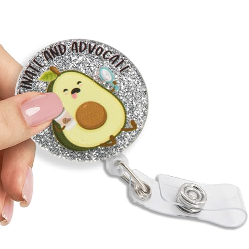 Pishovi Caffeinate and Advocate Ausziehbare Glitzer-Abzeichenrolle mit Clip, lustiger Avocado-Ausweishalter für Arzt, Krankenschwester, Anwalt, Sozialarbeiter, Kollegen, Freiwillige, Kaffeeliebhaber Pishovi Caffeinate and Advocate Ausziehbare Glitzer-Abzeichenrolle mit Clip, lustiger Avocado-Ausweishalter für Arzt, Krankenschwester, Anwalt, Sozialarbeiter, Kollegen, Freiwillige, Kaffeeliebhaber von Pishovi